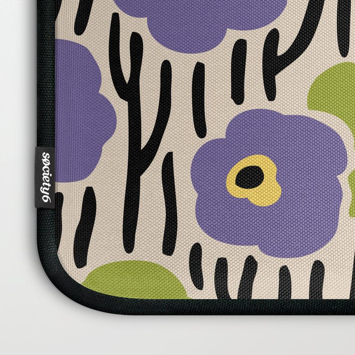 Wild Flowers Pattern Purple and Green Laptop Sleeve Gallery Image 3