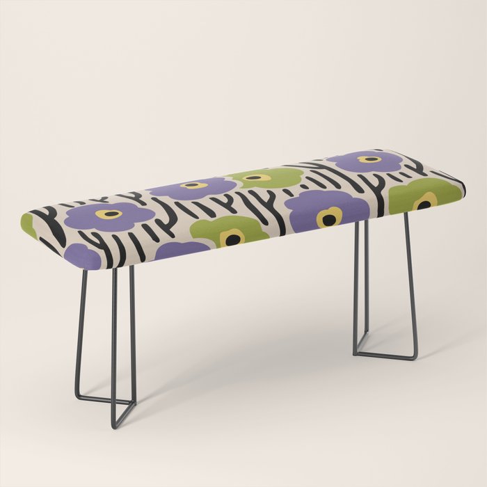 Wild Flowers Pattern Purple and Green Bench Gallery Image 1