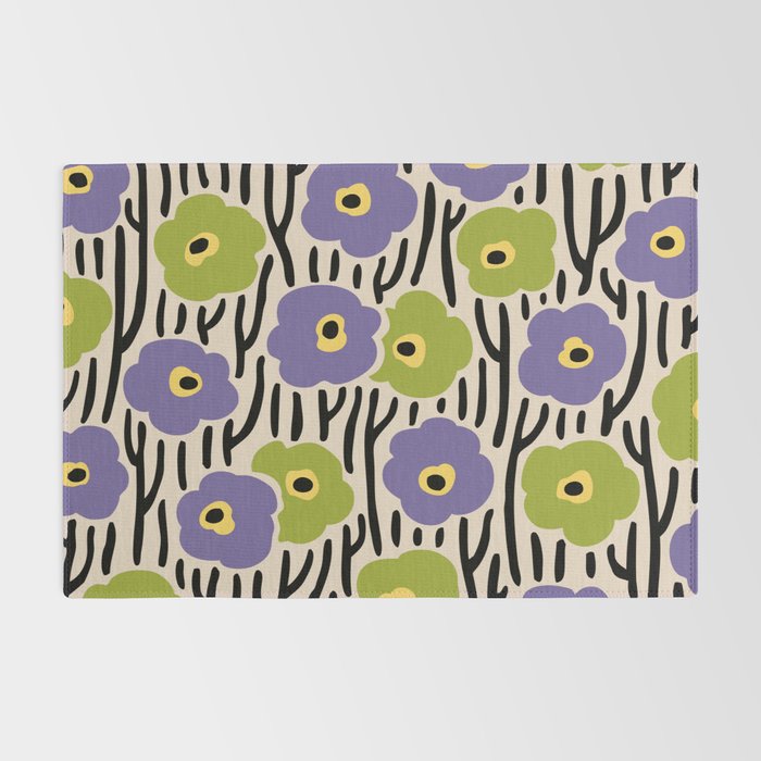 Wild Flowers Pattern Purple and Green Rug Gallery Image 2