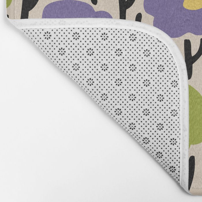 Wild Flowers Pattern Purple and Green Bath Mat Gallery Image 2