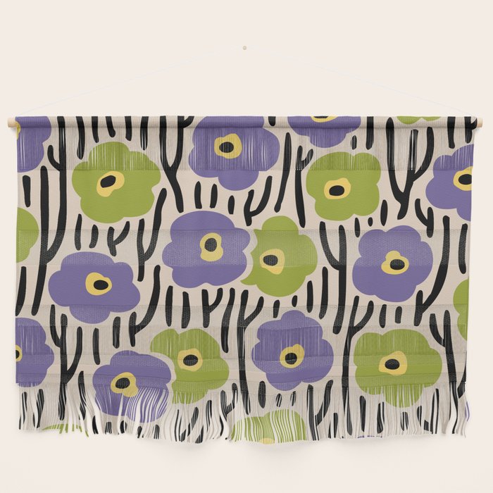Wild Flowers Pattern Purple and Green Wall Hanging Gallery Image 1