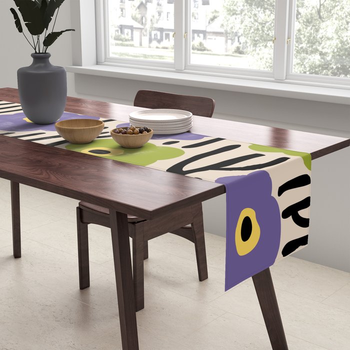 Wild Flowers Pattern Purple and Green Table Runner Gallery Image 2
