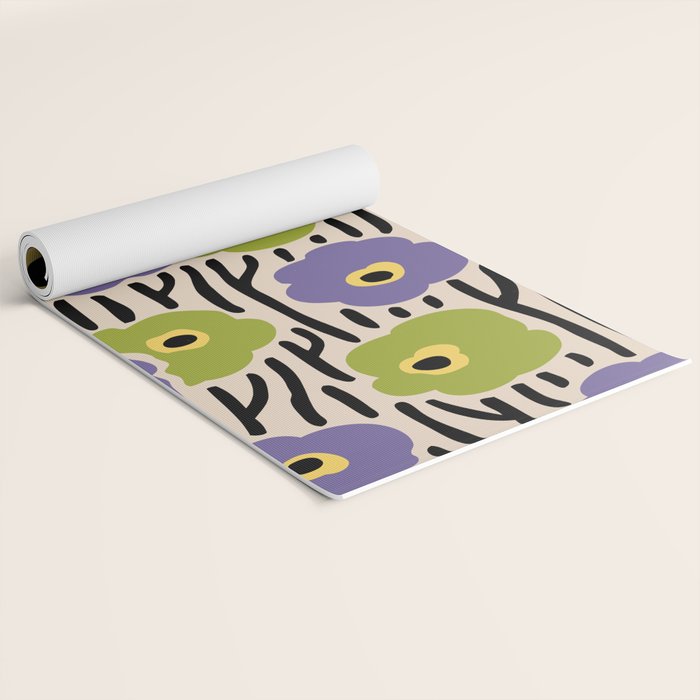 Wild Flowers Pattern Purple and Green Yoga Mat Gallery Image 2