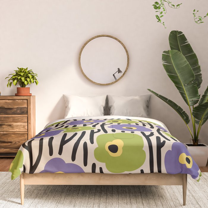 Wild Flowers Pattern Purple and Green Comforter Gallery Image 3
