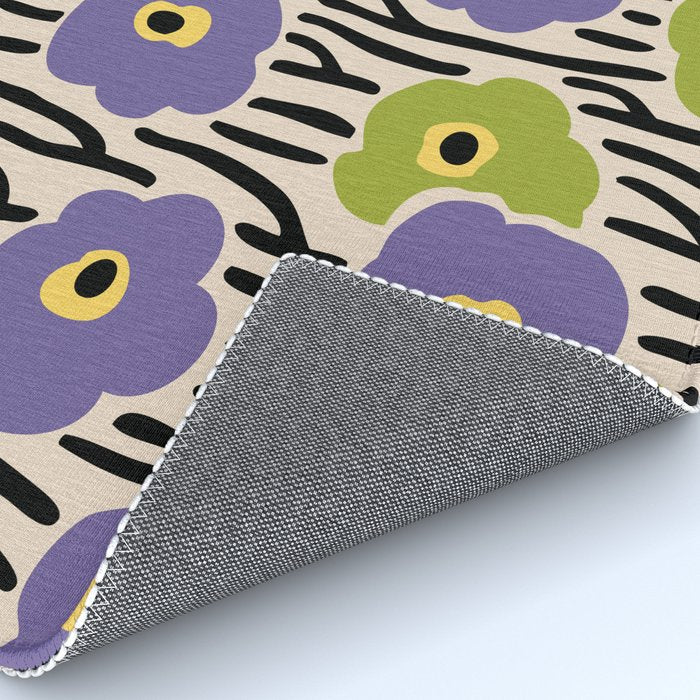 Wild Flowers Pattern Purple and Green Rug Gallery Image 4