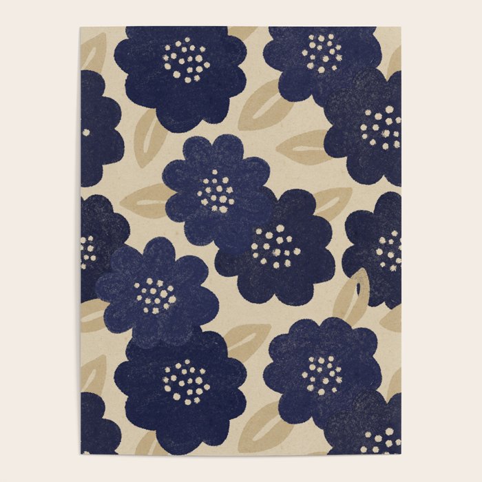 Blue Flower Pattern Poster Gallery Image 4