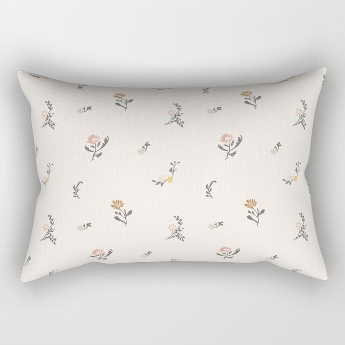 Sweet Pea Ditsy Floral - Pink, Charcoal, Mustard, Sage Rectangular Pillow Gallery Image 1