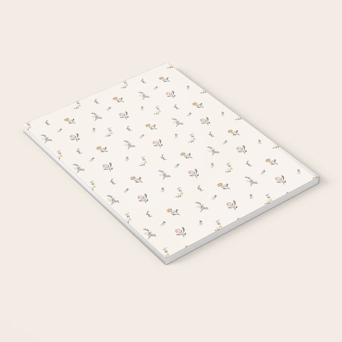 Sweet Pea Ditsy Floral - Pink, Charcoal, Mustard, Sage Notebook Gallery Image 3
