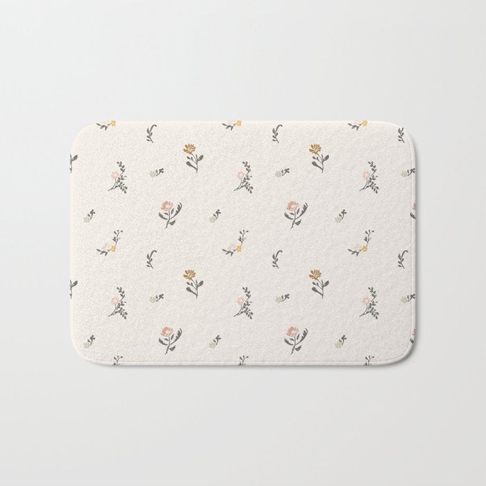 Sweet Pea Ditsy Floral - Pink, Charcoal, Mustard, Sage Bath Mat Gallery Image 1