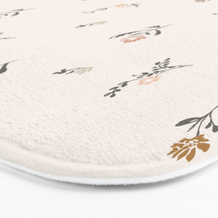 Sweet Pea Ditsy Floral - Pink, Charcoal, Mustard, Sage Bath Mat Gallery Image 3