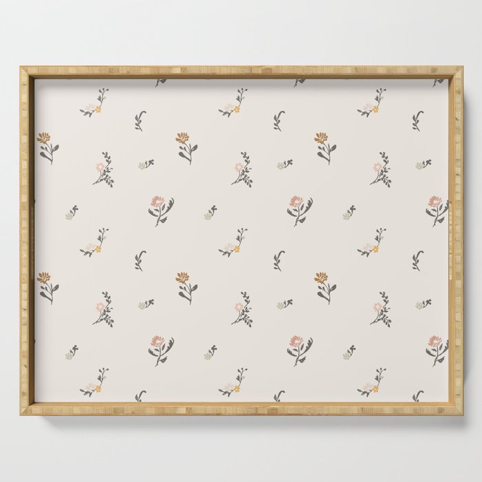 Sweet Pea Ditsy Floral - Pink, Charcoal, Mustard, Sage Serving Tray Gallery Image 1