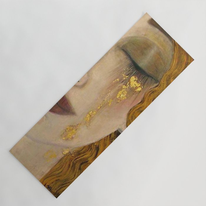 Golden Tears (Freya's Heartache) portrait painting by Gustav Klimt Yoga Mat Gallery Image 1