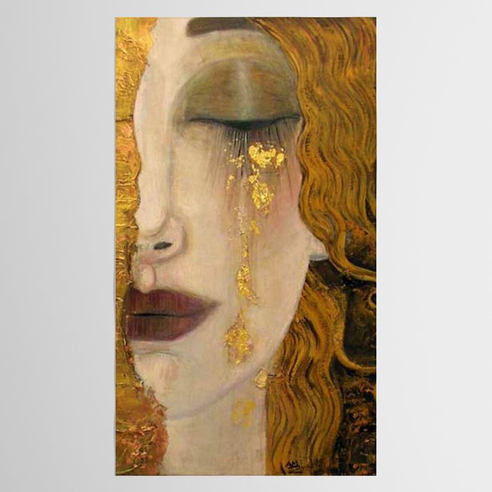 Golden Tears (Freya's Heartache) portrait painting by Gustav Klimt Tablecloth Gallery Image 2
