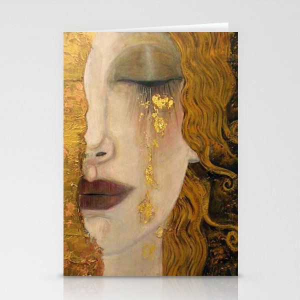 Golden Tears (Freya's Heartache) portrait painting by Gustav Klimt Stationery Card Gallery Image 2
