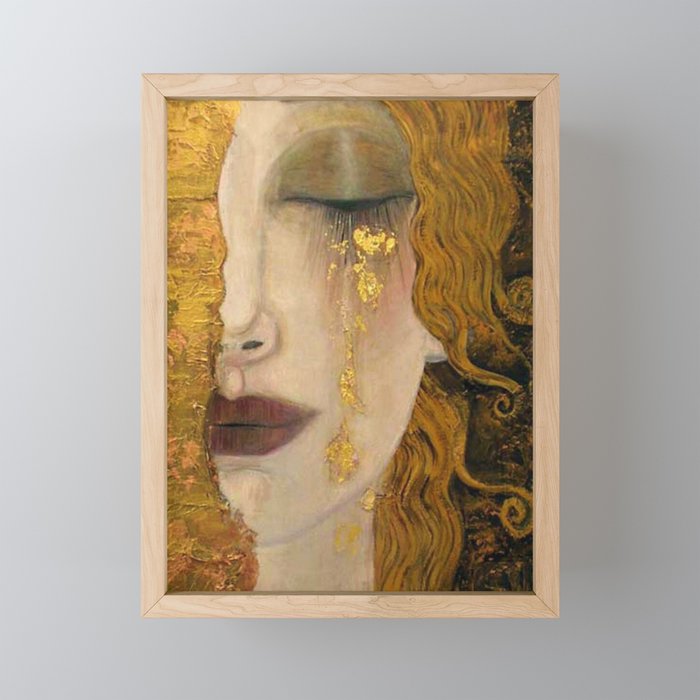 Golden Tears (Freya's Heartache) portrait painting by Gustav Klimt Mini Art Print Gallery Image 1