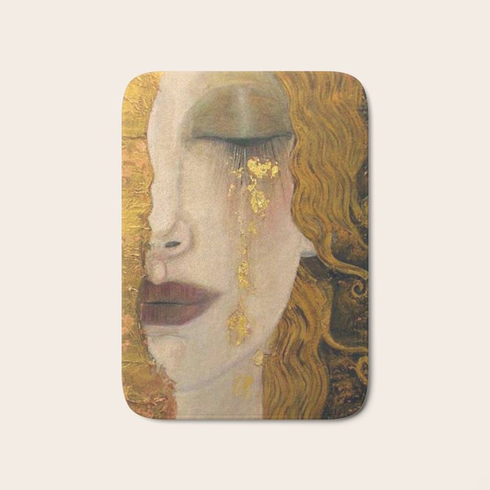 Golden Tears (Freya's Heartache) portrait painting by Gustav Klimt Bath Mat Gallery Image 1