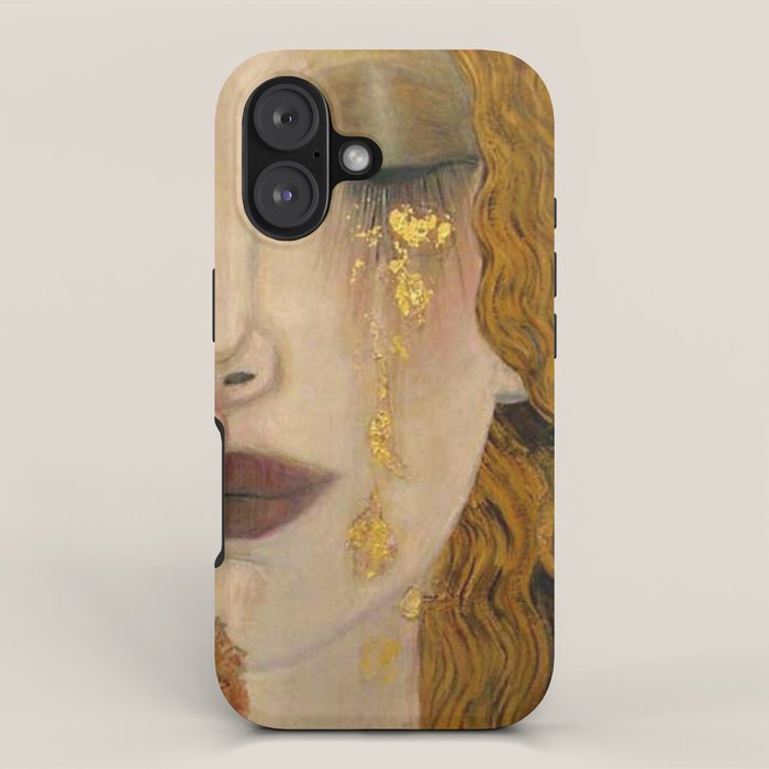 Golden Tears (Freya's Heartache) portrait painting by Gustav Klimt iPhone Case Gallery Image 1