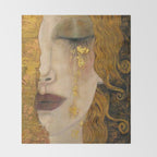 Golden Tears (Freya's Heartache) portrait painting by Gustav Klimt Throw Blanket Gallery Image 2