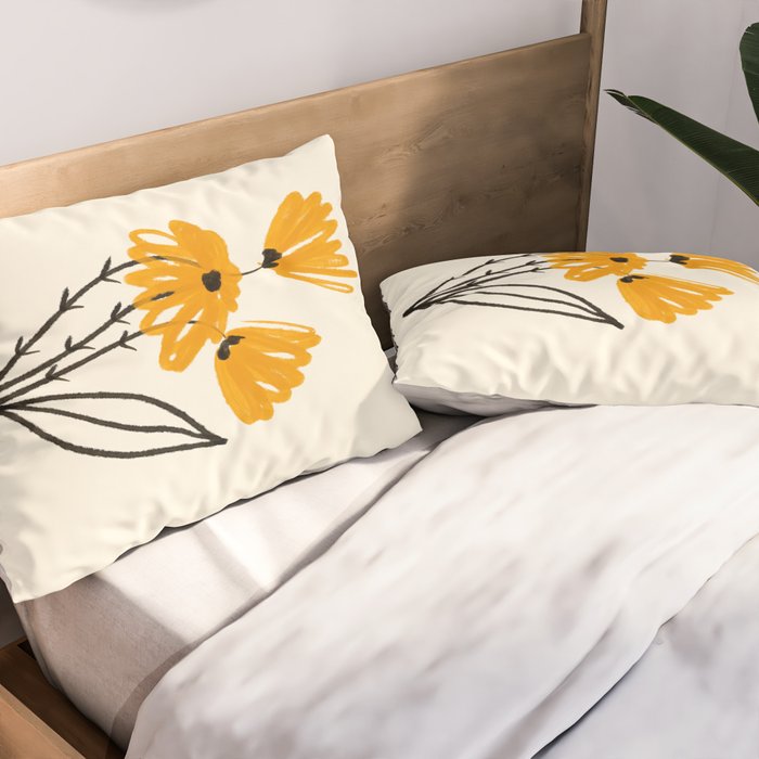 The Cosmo Yellow Flowers 02 Pillow Sham Gallery Image 2