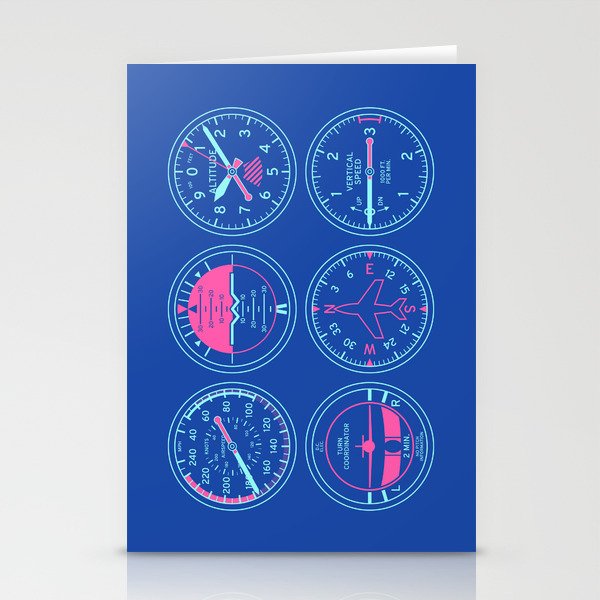Aircraft Flight Instruments - 6 Pack Blue Stationery Card Gallery Image 2