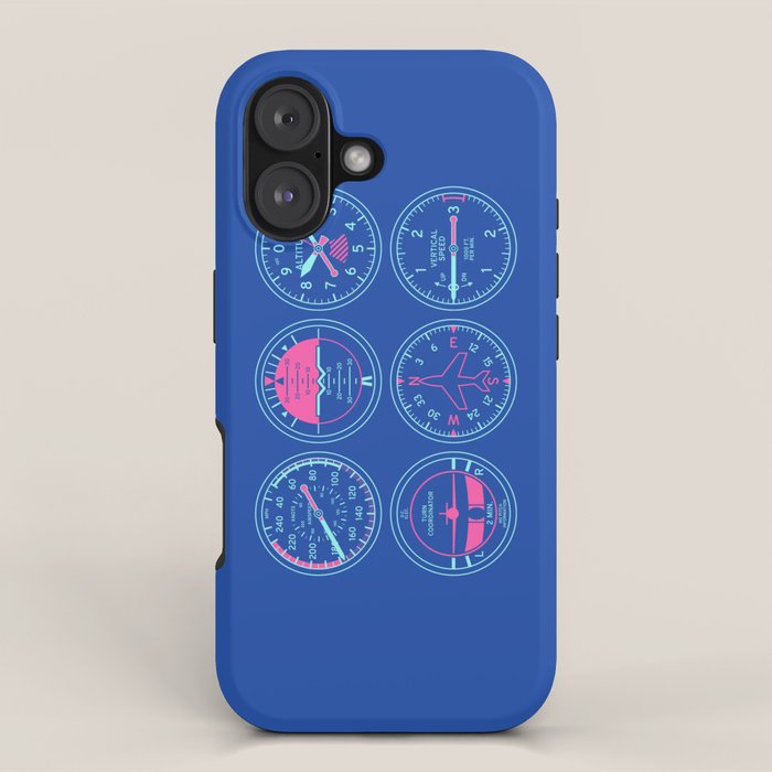 Aircraft Flight Instruments - 6 Pack Blue iPhone Case Gallery Image 1