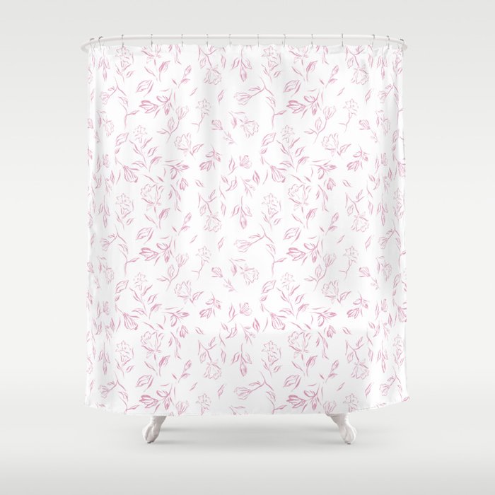 Pink romantic wildflowers Shower Curtain Gallery Image 1