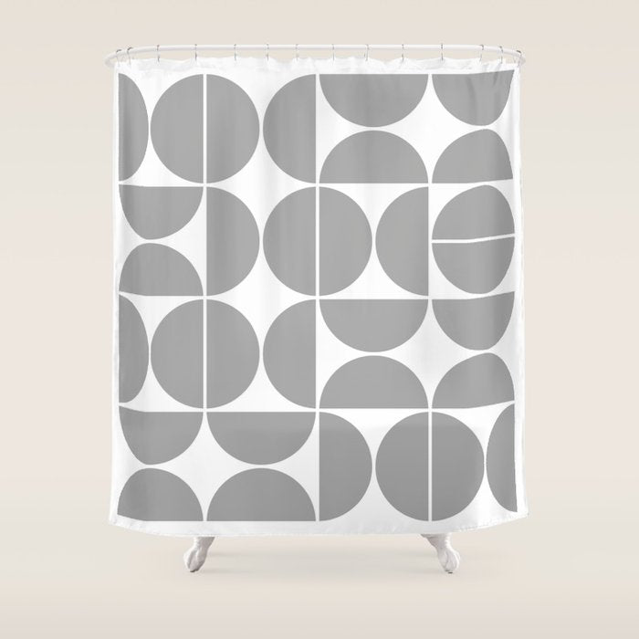 Mid Century Modern Geometric 04 Grey Shower Curtain Gallery Image 1