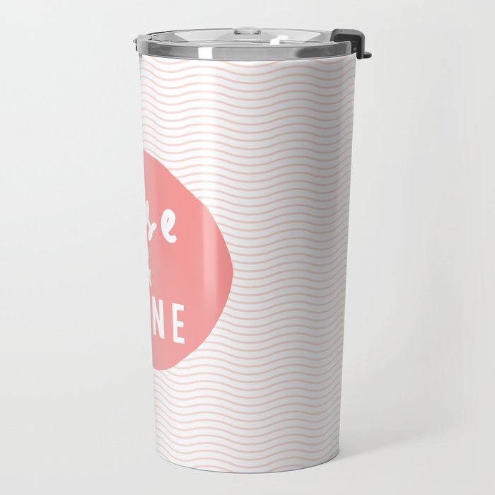 Rise and Shine inspirational quote typography wall art home decor in peach pink Travel Mug Gallery Image 2