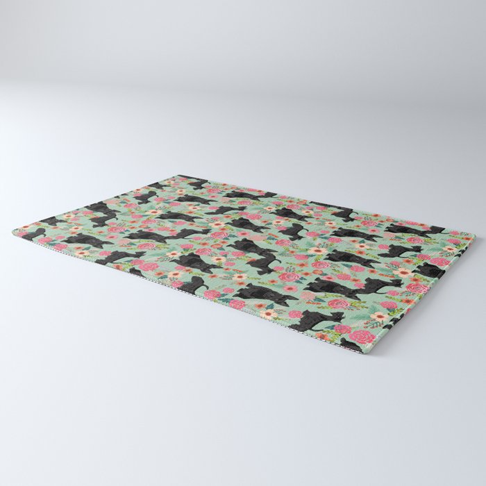 Scottish Terrier florals pattern dog breed dog art pet portraits pet friendly scottie gifts Rug Gallery Image 3
