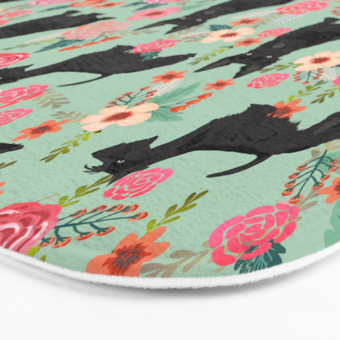 Scottish Terrier florals pattern dog breed dog art pet portraits pet friendly scottie gifts Bath Mat Gallery Image 3