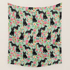 Scottish Terrier florals pattern dog breed dog art pet portraits pet friendly scottie gifts Wall Tapestry Gallery Image 4