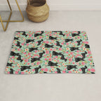 Scottish Terrier florals pattern dog breed dog art pet portraits pet friendly scottie gifts Rug Gallery Image 1