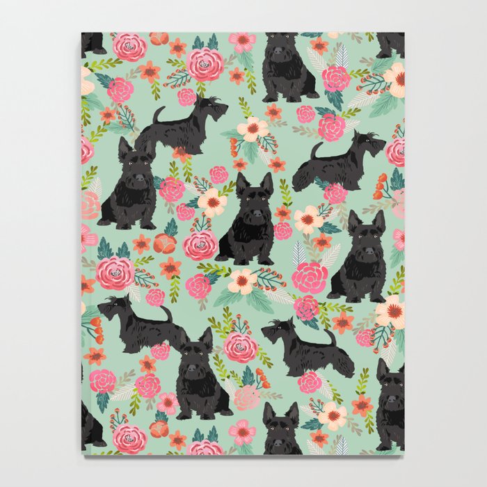 Scottish Terrier florals pattern dog breed dog art pet portraits pet friendly scottie gifts Notebook Gallery Image 4