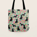 Scottish Terrier florals pattern dog breed dog art pet portraits pet friendly scottie gifts Tote Bag Gallery Image 1
