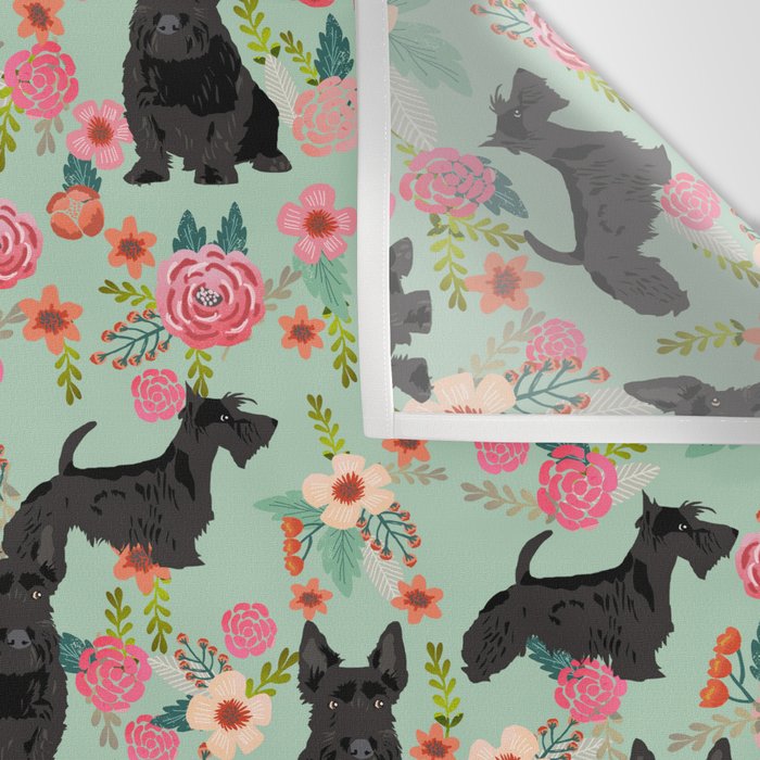 Scottish Terrier florals pattern dog breed dog art pet portraits pet friendly scottie gifts Wall Tapestry Gallery Image 3