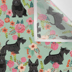 Scottish Terrier florals pattern dog breed dog art pet portraits pet friendly scottie gifts Wall Tapestry Gallery Image 3