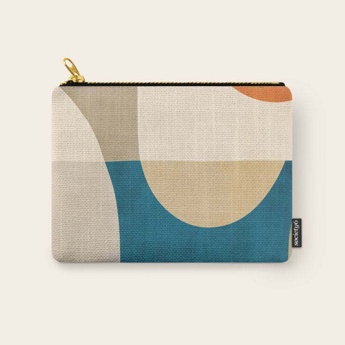Navy Orange Beige Modern Design Art Work Carry All Pouch Gallery Image 1