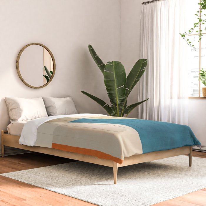 Navy Orange Beige Modern Design Art Work Comforter Gallery Image 2