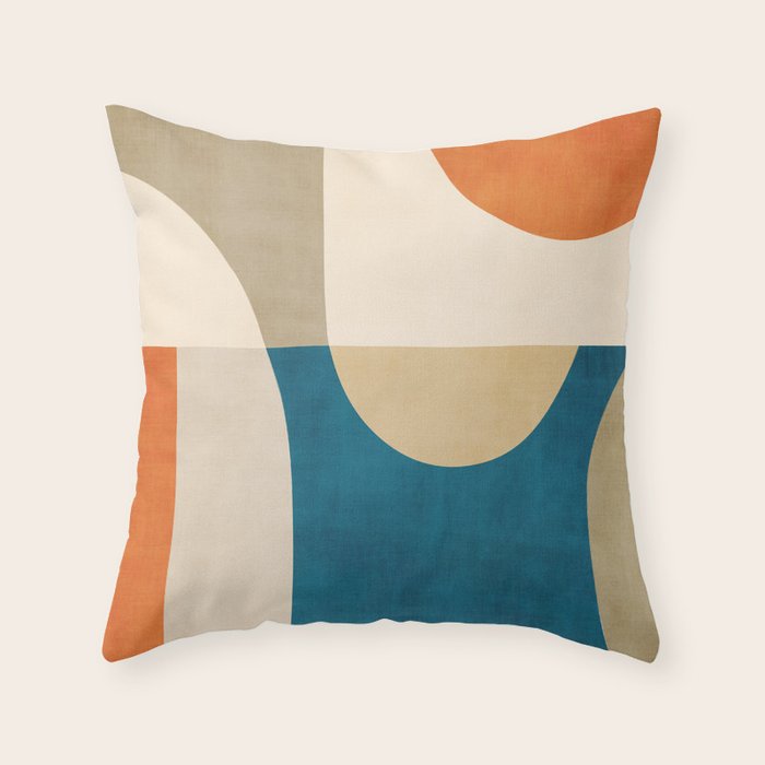 Navy Orange Beige Modern Design Art Work Throw Pillow Gallery Image 1
