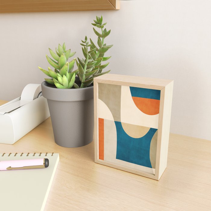 Navy Orange Beige Modern Design Art Work Mini Art Print Gallery Image 2