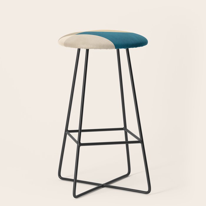 Navy Orange Beige Modern Design Art Work Stool Gallery Image 1