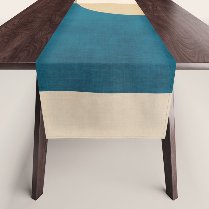 Navy Orange Beige Modern Design Art Work Table Runner Gallery Image 1