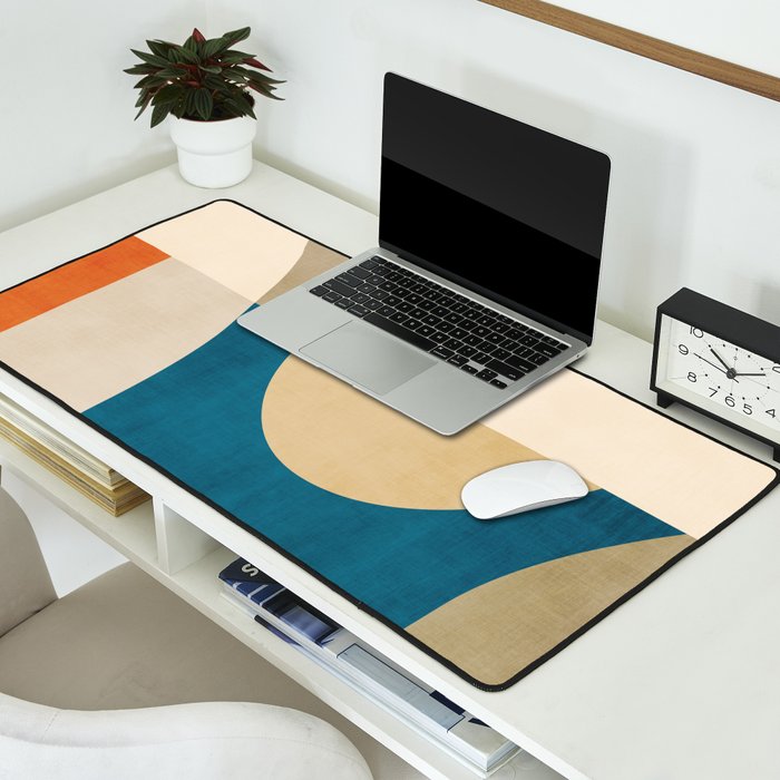 Navy Orange Beige Modern Design Art Work Desk Mat Gallery Image 2