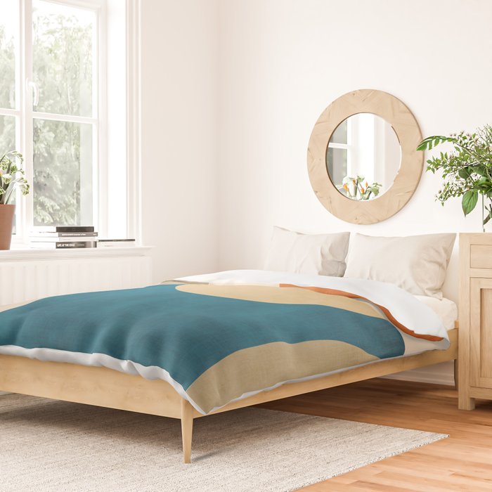 Navy Orange Beige Modern Design Art Work Duvet Cover Gallery Image 2