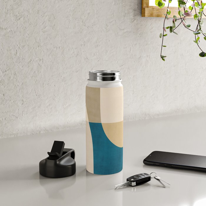 Navy Orange Beige Modern Design Art Work Water Bottle Gallery Image 4