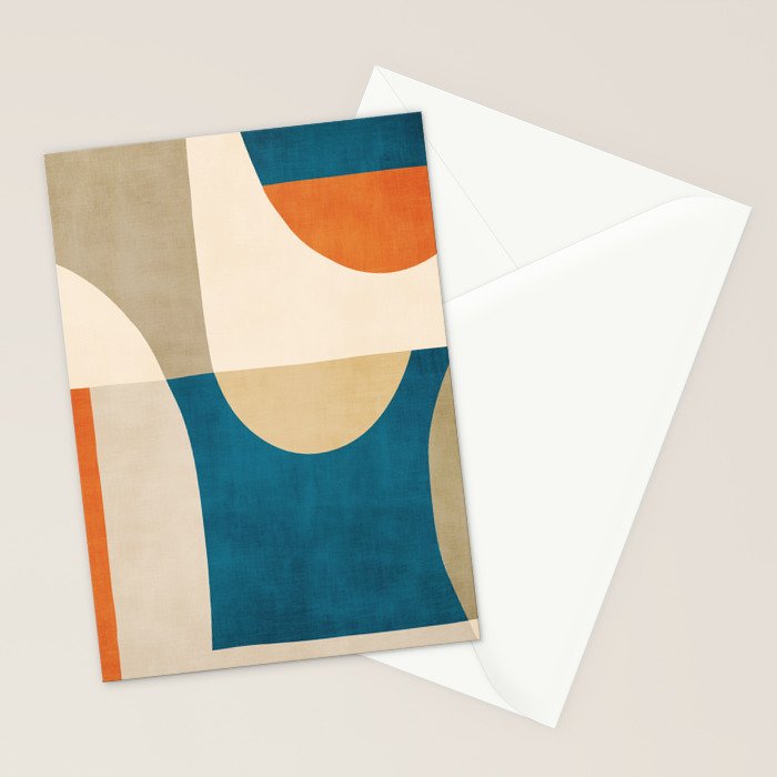 Navy Orange Beige Modern Design Art Work Stationery Card Gallery Image 2