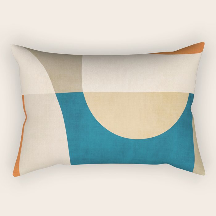 Navy Orange Beige Modern Design Art Work Rectangular Pillow Gallery Image 1
