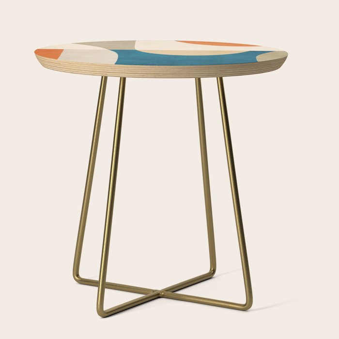 Navy Orange Beige Modern Design Art Work Side Table Gallery Image 1