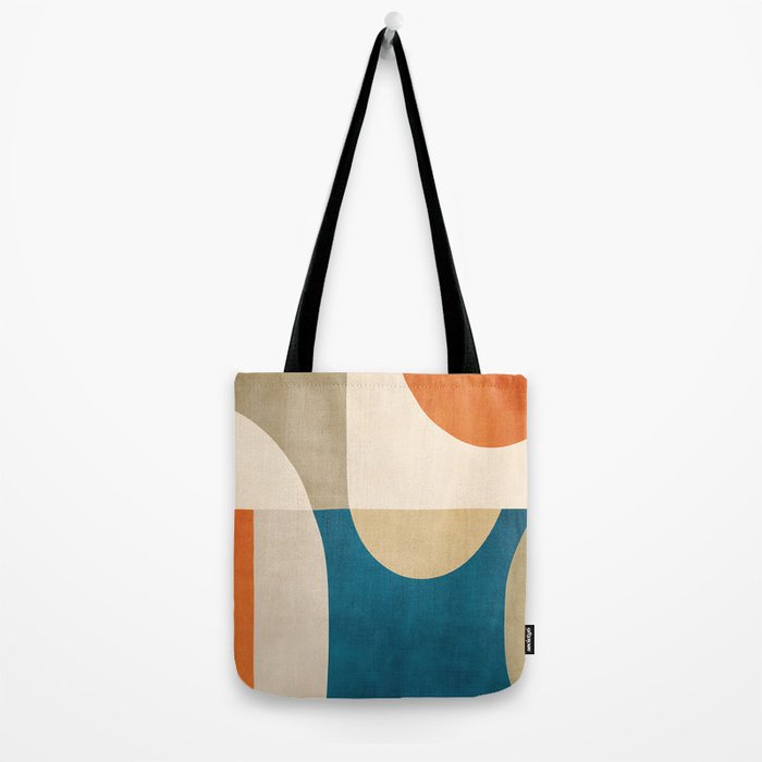 Navy Orange Beige Modern Design Art Work Tote Bag Gallery Image 2