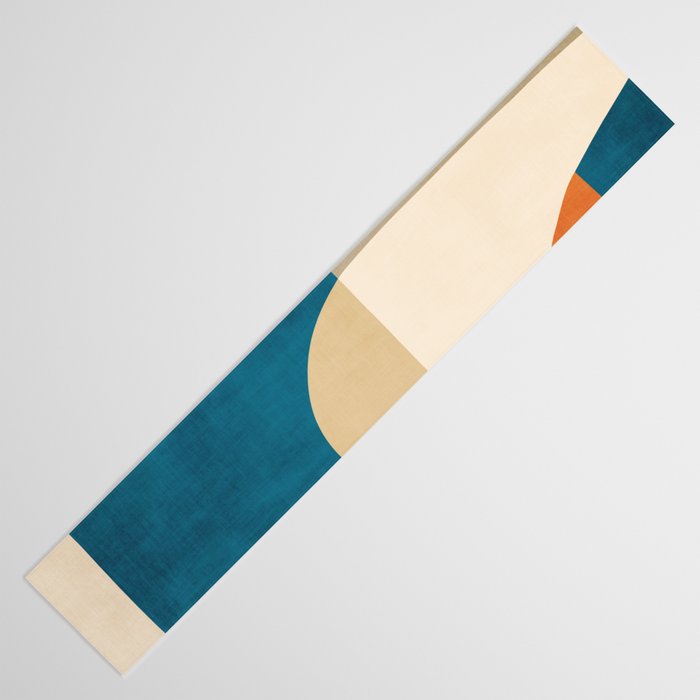 Navy Orange Beige Modern Design Art Work Table Runner Gallery Image 3